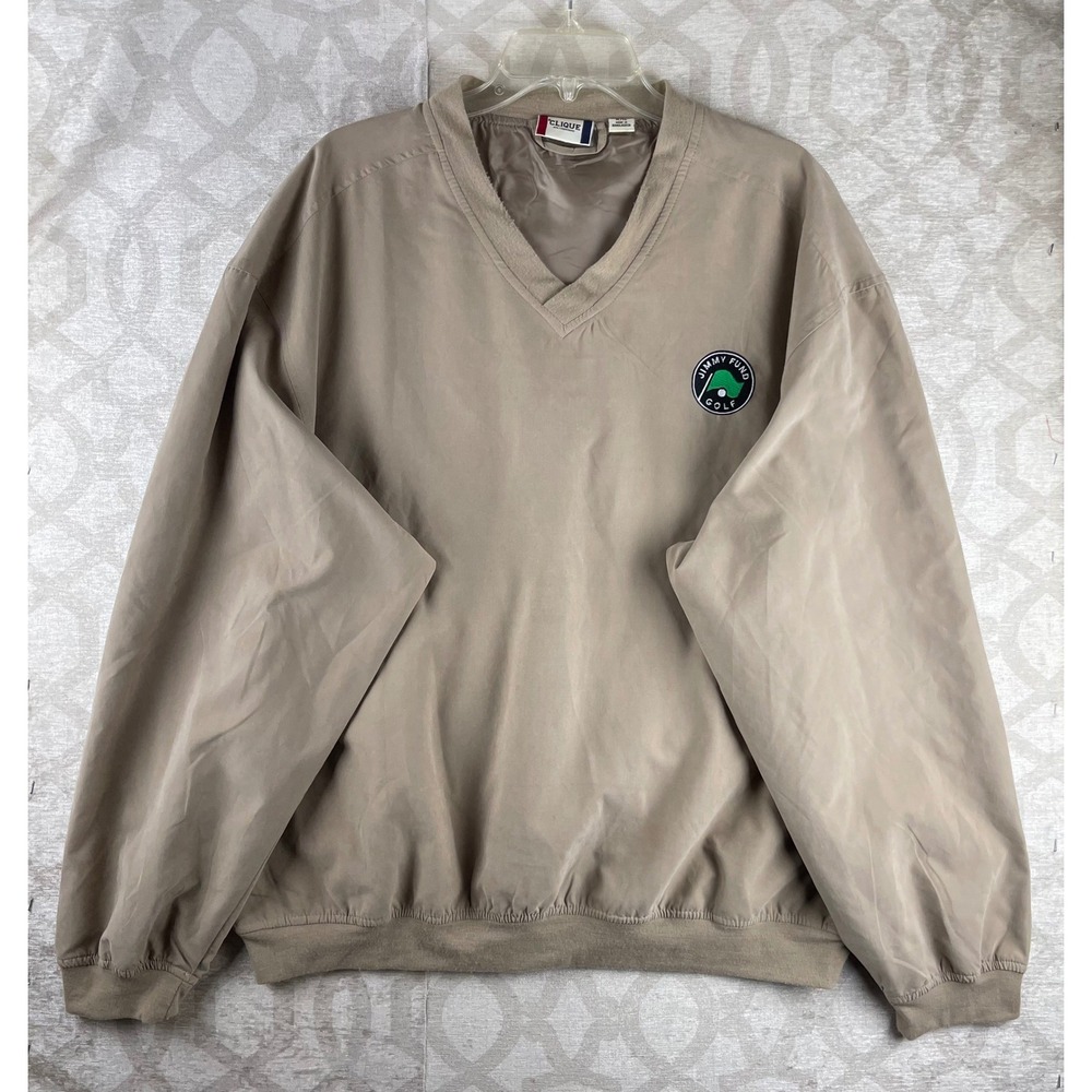 Clique Jimmy Fund Golf‎ Men XL Tan V-Neck Pullover Windshirt Windbreaker